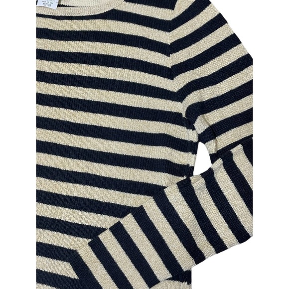 Pierre Cardin Vintage Black‎ and Metallic Gold Scoop Neck Sweater Women's Medium - Picture 3 of 8